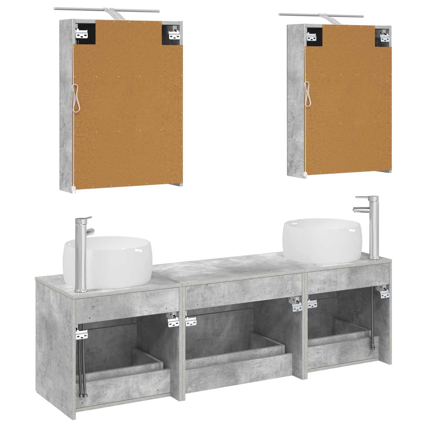 vidaXL Bathroom Furniture Set 5 pcs Concrete Grey