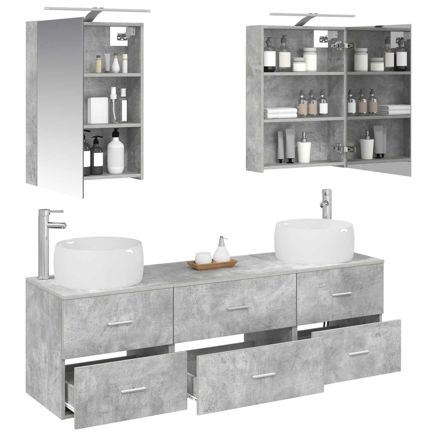 vidaXL Bathroom Furniture Set 5 pcs Concrete Grey