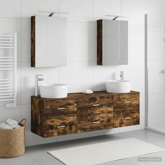 vidaXL Bathroom Furniture Set 5 pcs Smoked Oak