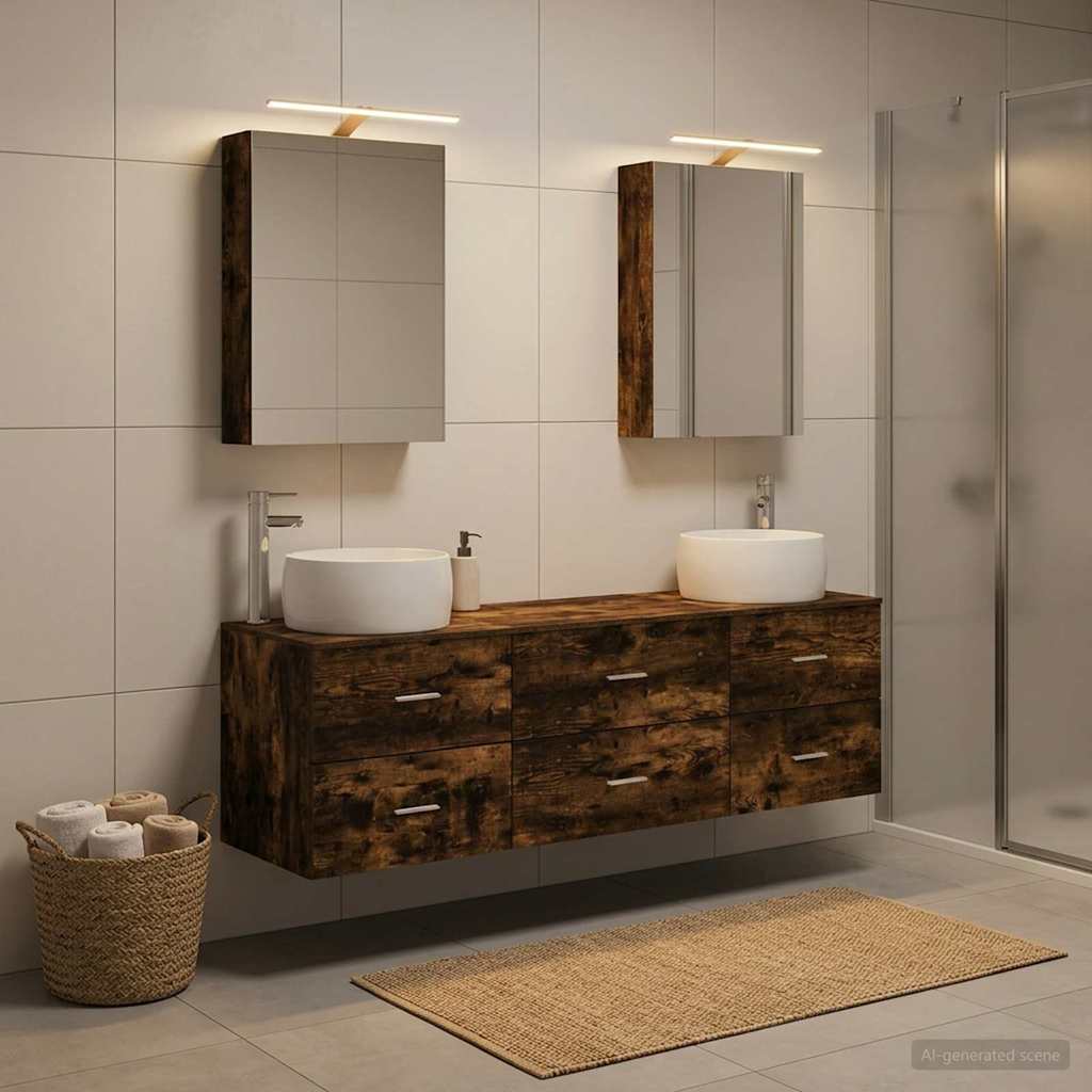 vidaXL Bathroom Furniture Set 5 pcs Smoked Oak