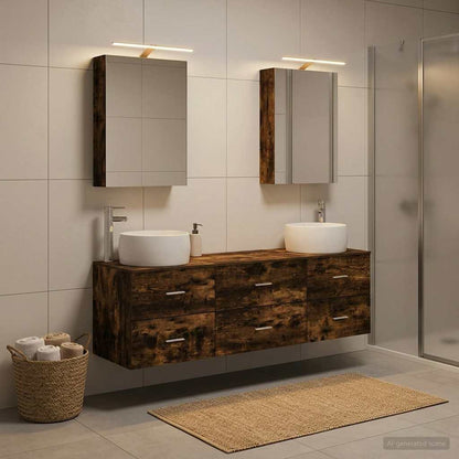 vidaXL Bathroom Furniture Set 5 pcs Smoked Oak