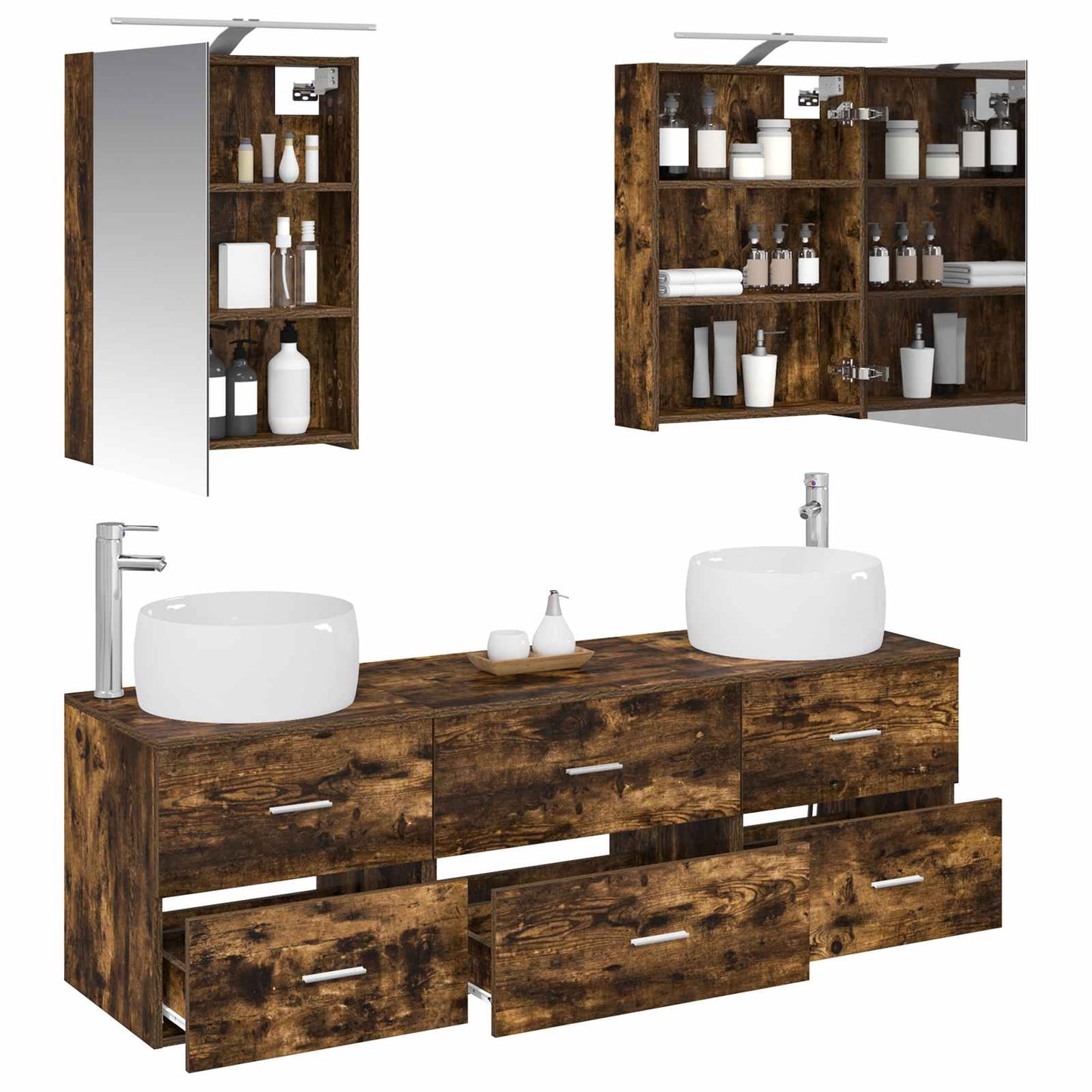 vidaXL Bathroom Furniture Set 5 pcs Smoked Oak