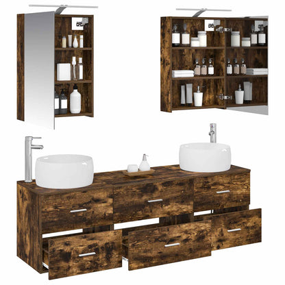 vidaXL Bathroom Furniture Set 5 pcs Smoked Oak