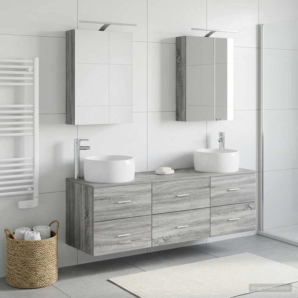 vidaXL Bathroom Furniture Set 5 pcs Grey Sonoma