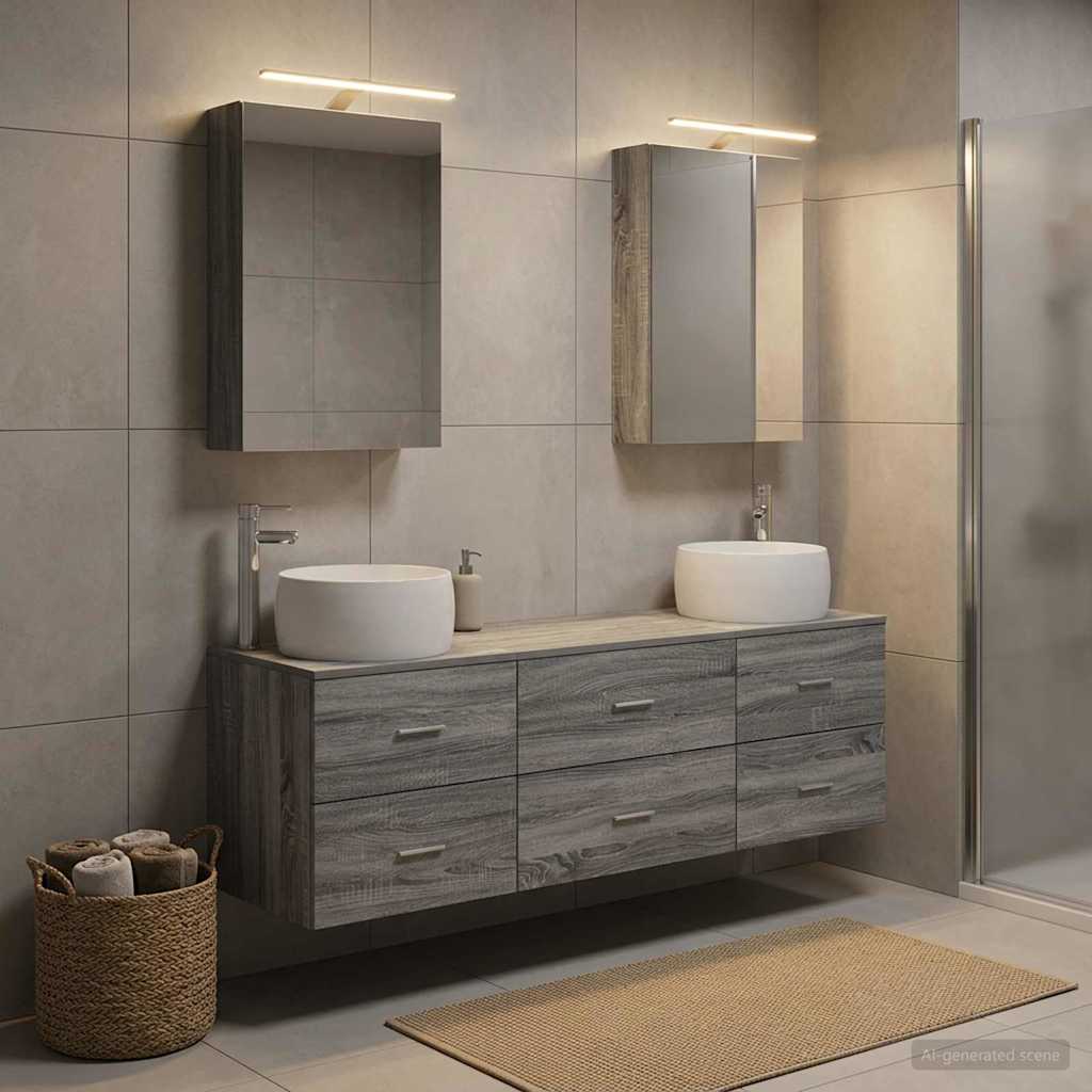 vidaXL Bathroom Furniture Set 5 pcs Grey Sonoma