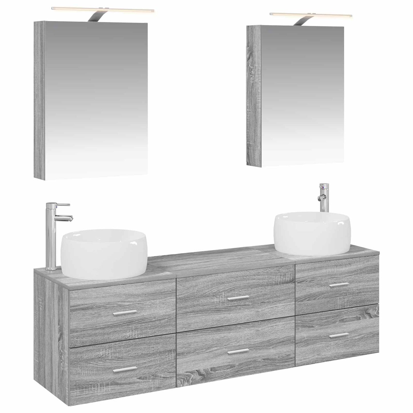 vidaXL Bathroom Furniture Set 5 pcs Grey Sonoma