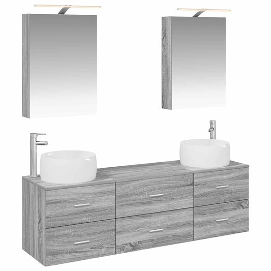 vidaXL Bathroom Furniture Set 5 pcs Grey Sonoma