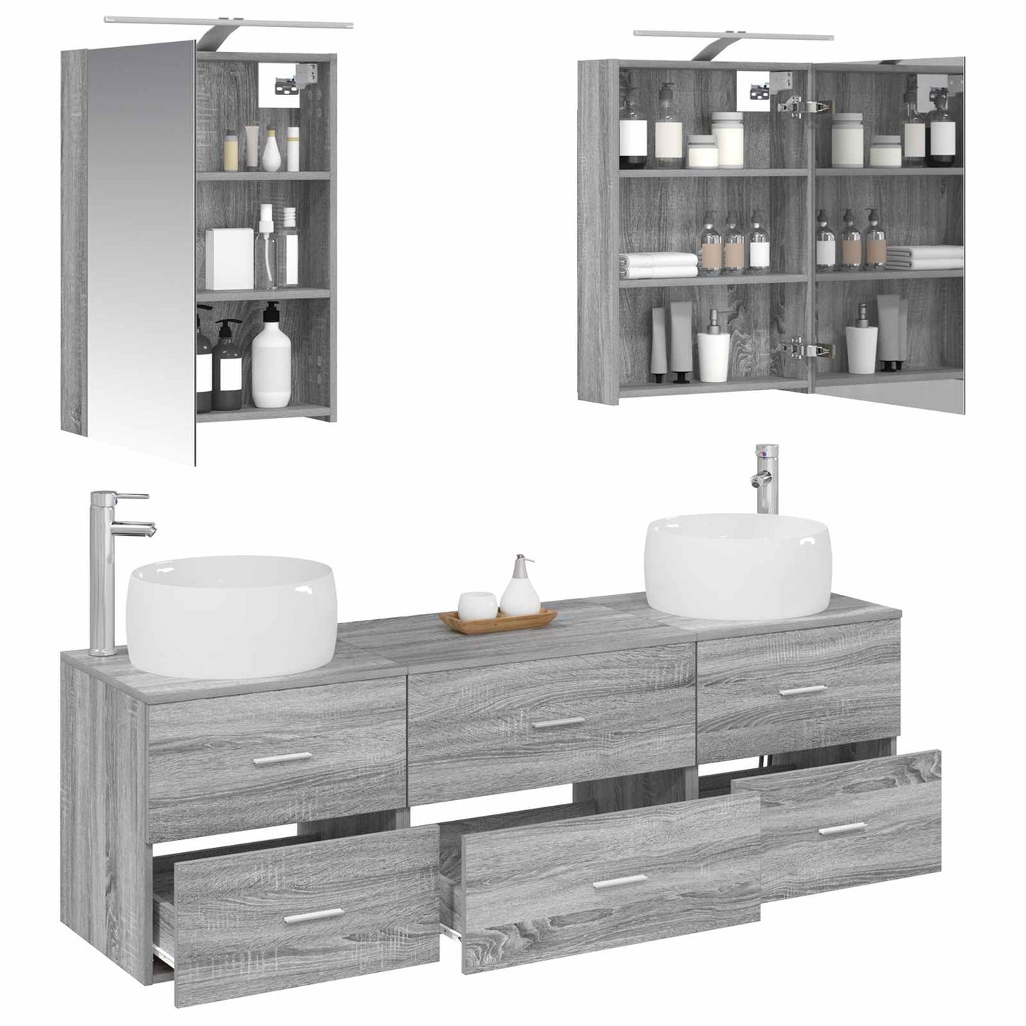 vidaXL Bathroom Furniture Set 5 pcs Grey Sonoma