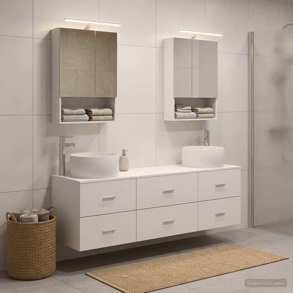 vidaXL Bathroom Furniture Set 5 pcs White Engineered Wood and Glass