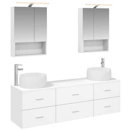 vidaXL Bathroom Furniture Set 5 pcs White Engineered Wood and Glass