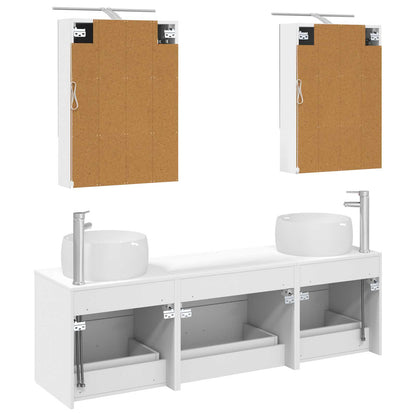 vidaXL Bathroom Furniture Set 5 pcs White Engineered Wood and Glass