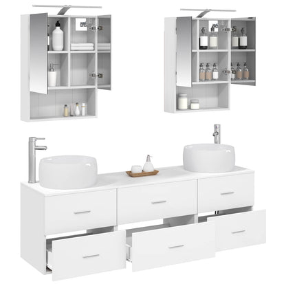 vidaXL Bathroom Furniture Set 5 pcs White Engineered Wood and Glass