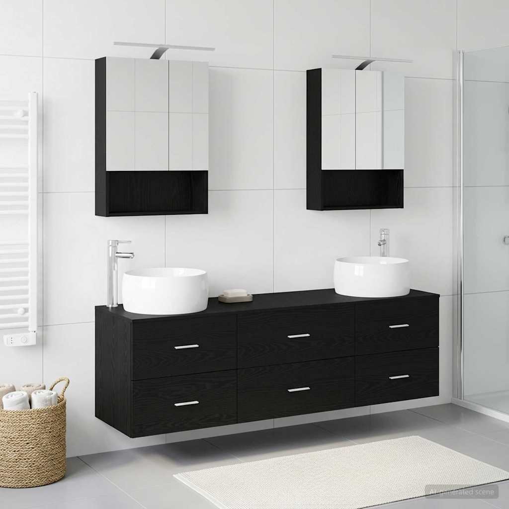 vidaXL Bathroom Furniture Set 5 pcs Black Oak