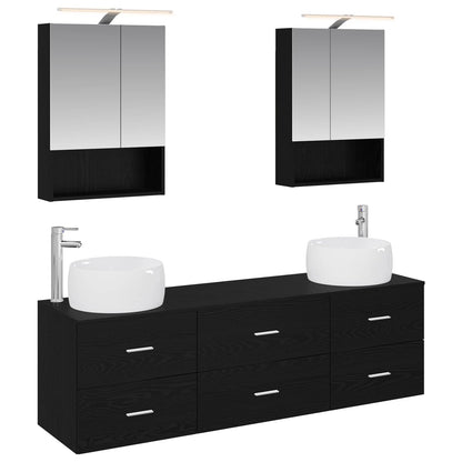 vidaXL Bathroom Furniture Set 5 pcs Black Oak
