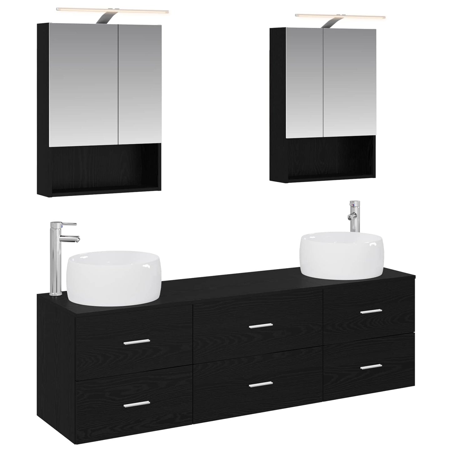 vidaXL Bathroom Furniture Set 5 pcs Black Oak