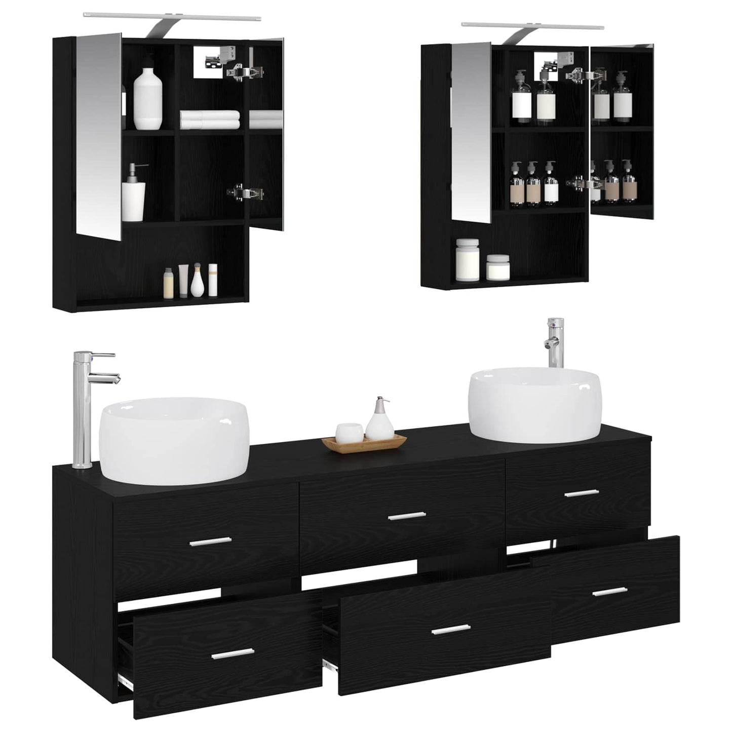 vidaXL Bathroom Furniture Set 5 pcs Black Oak