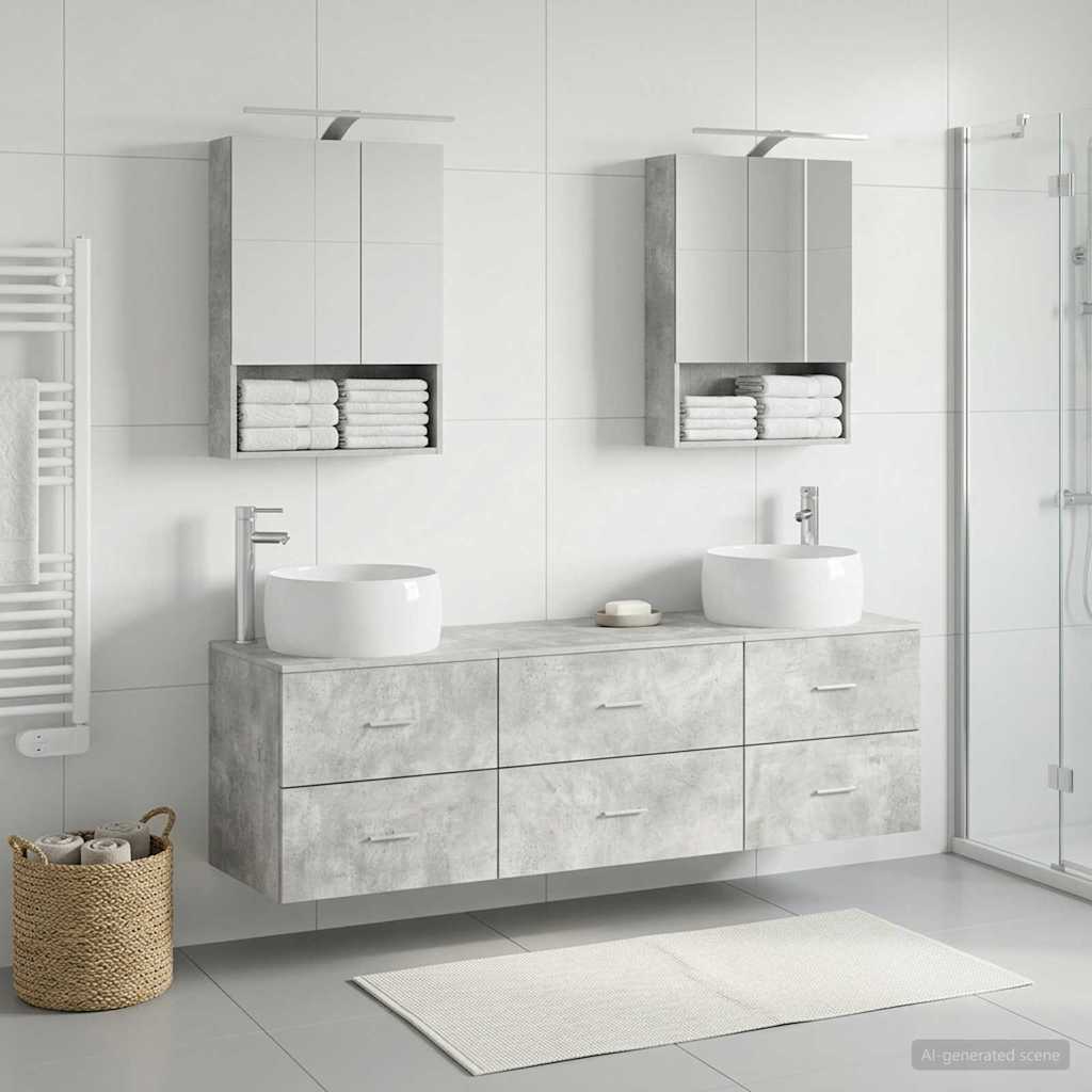 vidaXL Bathroom Furniture Set 5 pcs Concrete Grey