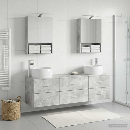 vidaXL Bathroom Furniture Set 5 pcs Concrete Grey