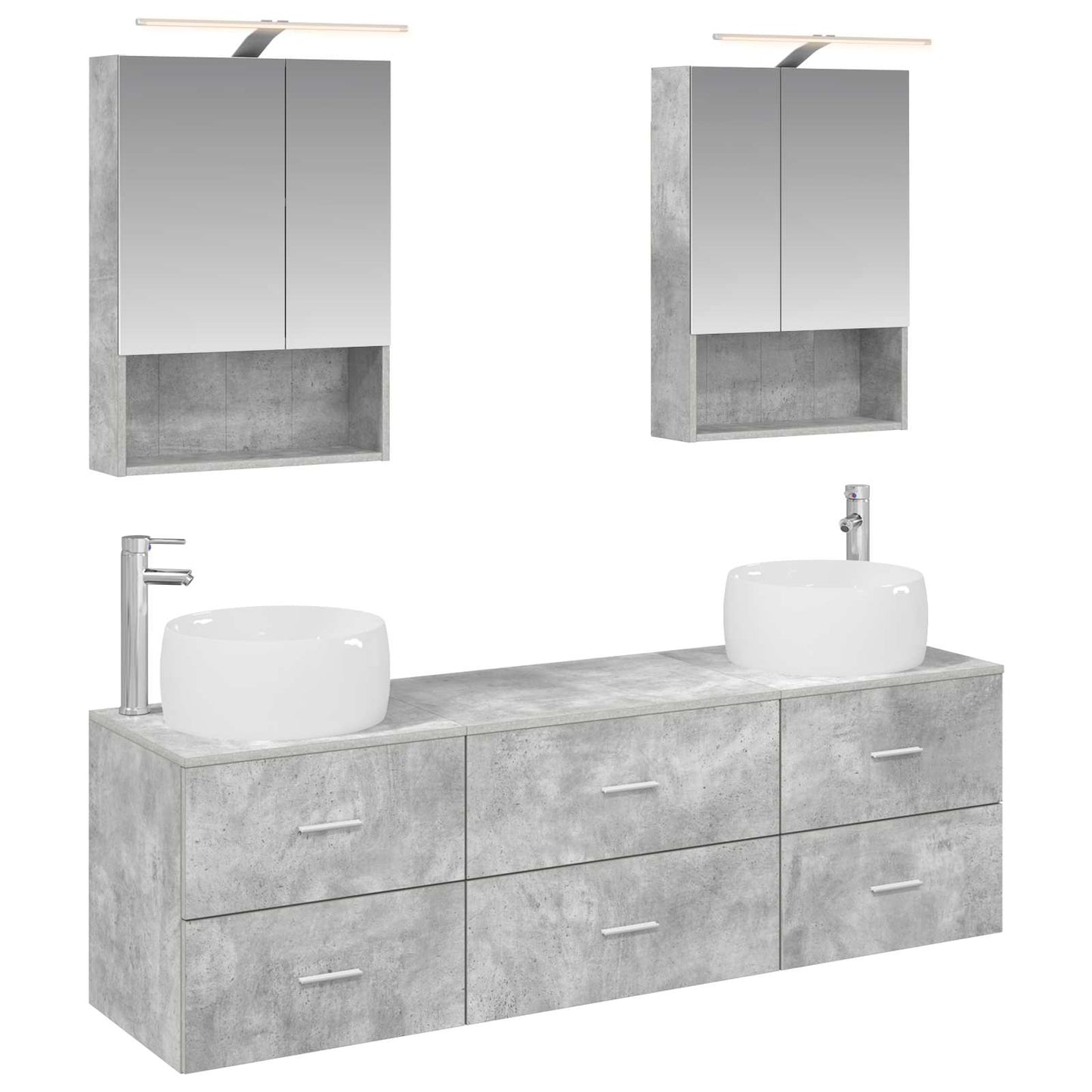 vidaXL Bathroom Furniture Set 5 pcs Concrete Grey