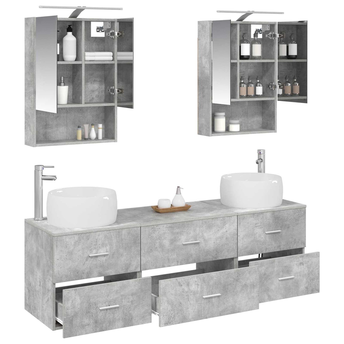 vidaXL Bathroom Furniture Set 5 pcs Concrete Grey