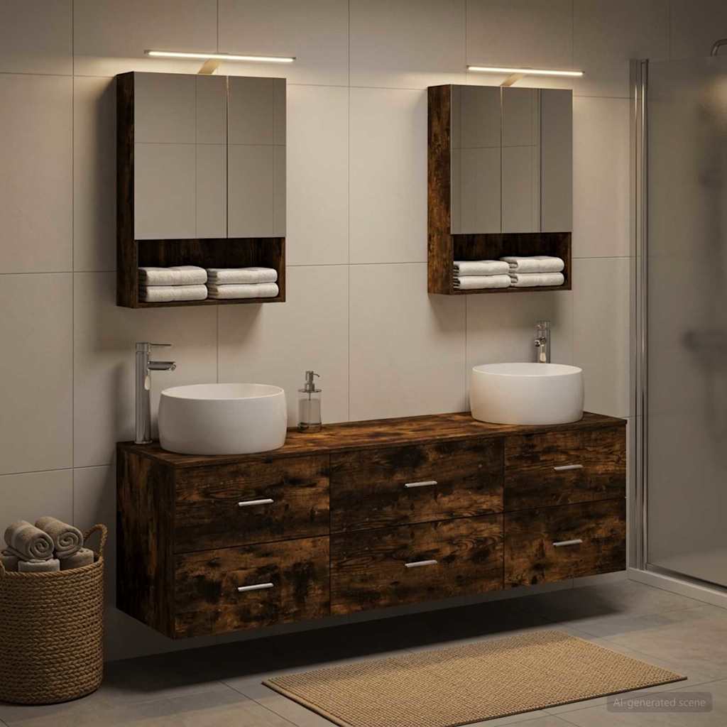 vidaXL Bathroom Furniture Set 5 pcs Smoked Oak