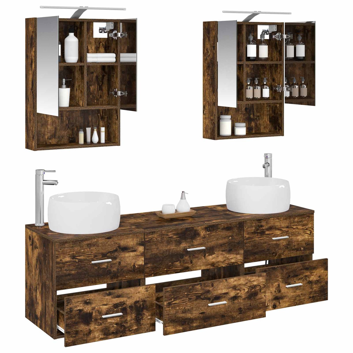 vidaXL Bathroom Furniture Set 5 pcs Smoked Oak