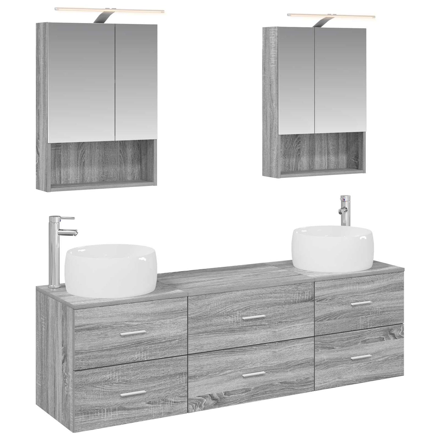 vidaXL Bathroom Furniture Set 5 pcs Grey Sonoma