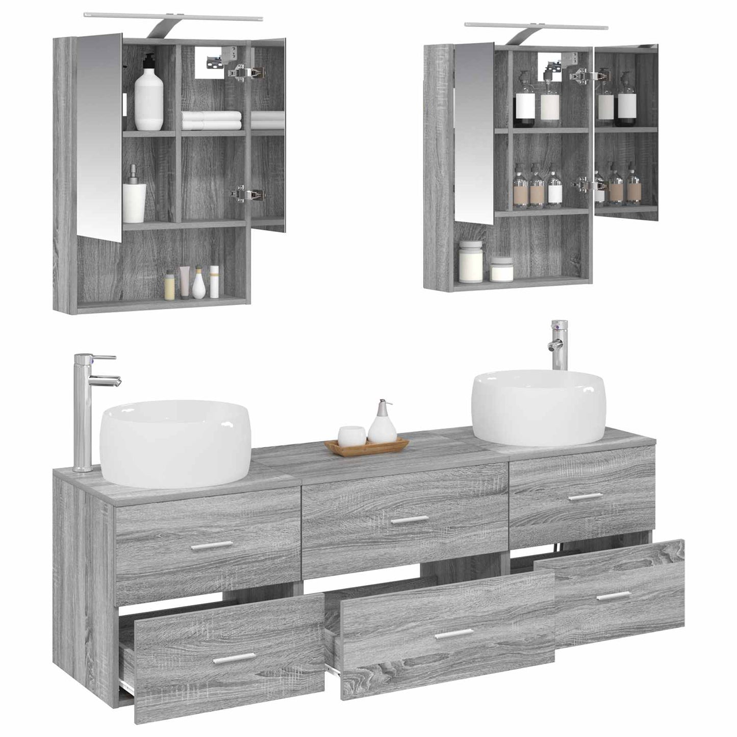 vidaXL Bathroom Furniture Set 5 pcs Grey Sonoma