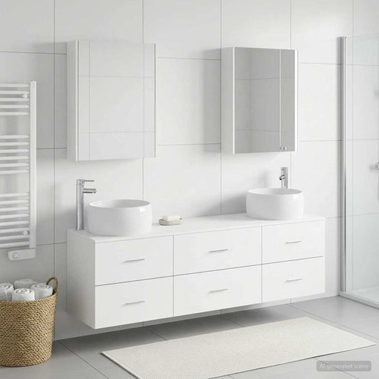 vidaXL Bathroom Furniture Set 5 pcs White Engineered Wood and Glass