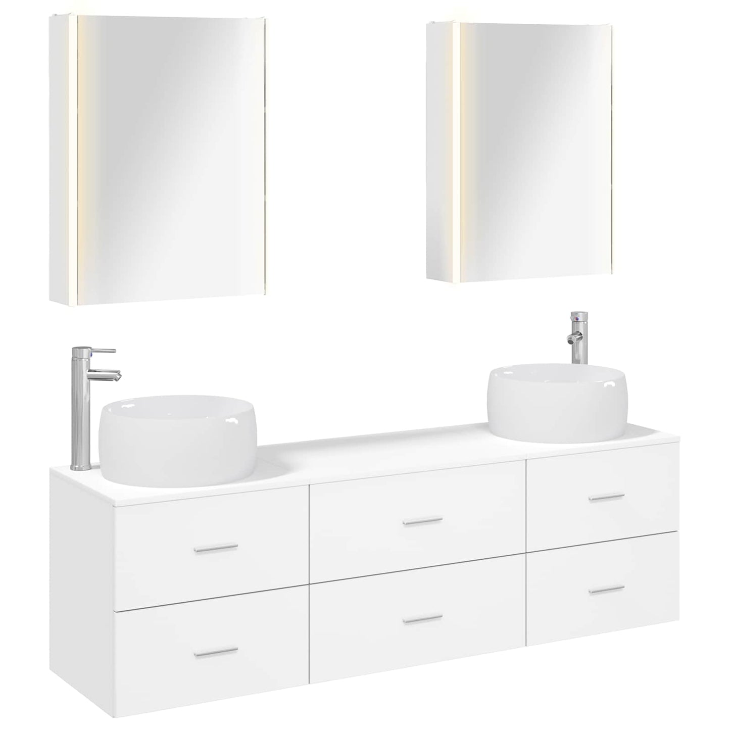 vidaXL Bathroom Furniture Set 5 pcs White Engineered Wood and Glass