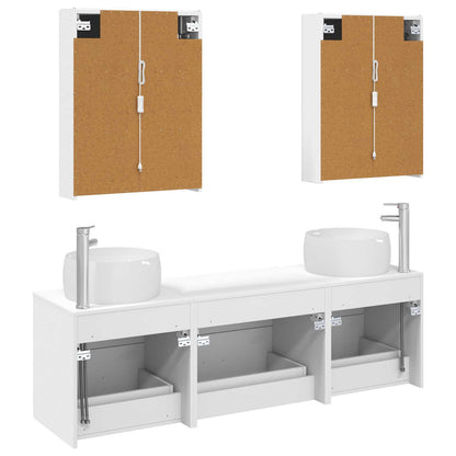 vidaXL Bathroom Furniture Set 5 pcs White Engineered Wood and Glass
