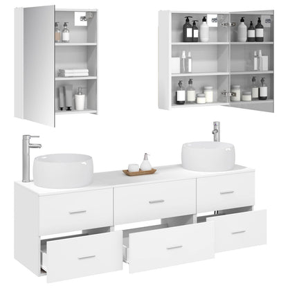 vidaXL Bathroom Furniture Set 5 pcs White Engineered Wood and Glass
