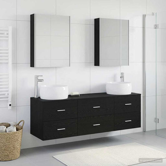 vidaXL Bathroom Furniture Set 5 pcs Black Oak