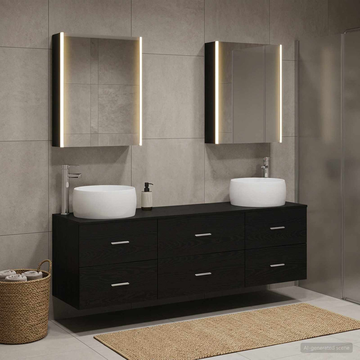 vidaXL Bathroom Furniture Set 5 pcs Black Oak