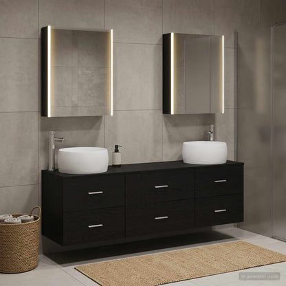 vidaXL Bathroom Furniture Set 5 pcs Black Oak
