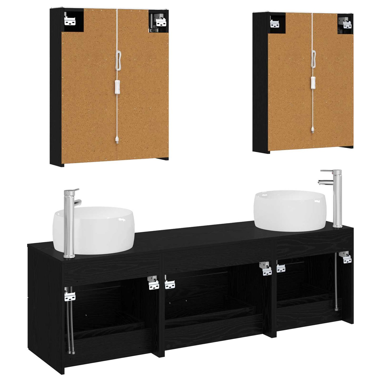 vidaXL Bathroom Furniture Set 5 pcs Black Oak