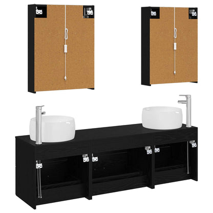 vidaXL Bathroom Furniture Set 5 pcs Black Oak