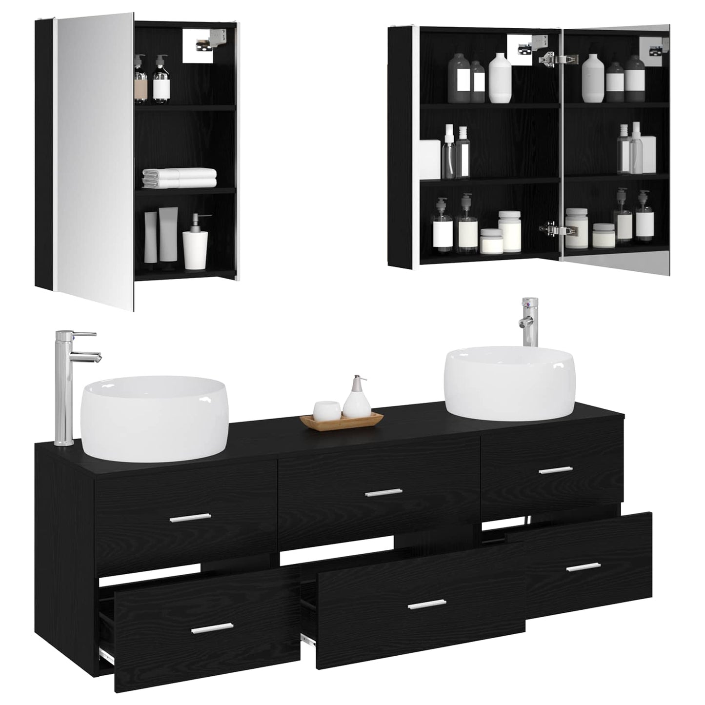 vidaXL Bathroom Furniture Set 5 pcs Black Oak