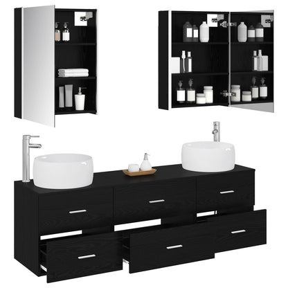 vidaXL Bathroom Furniture Set 5 pcs Black Oak