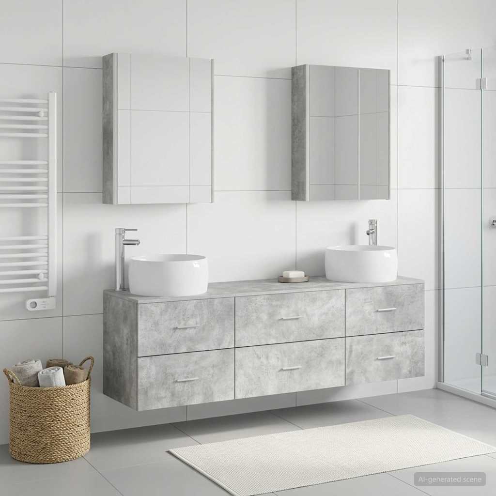 vidaXL Bathroom Furniture Set 5 pcs Concrete Grey