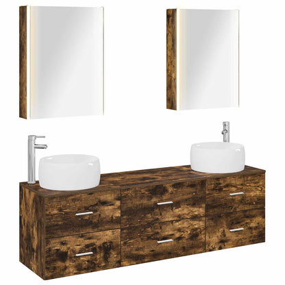 vidaXL Bathroom Furniture Set 5 pcs Smoked Oak