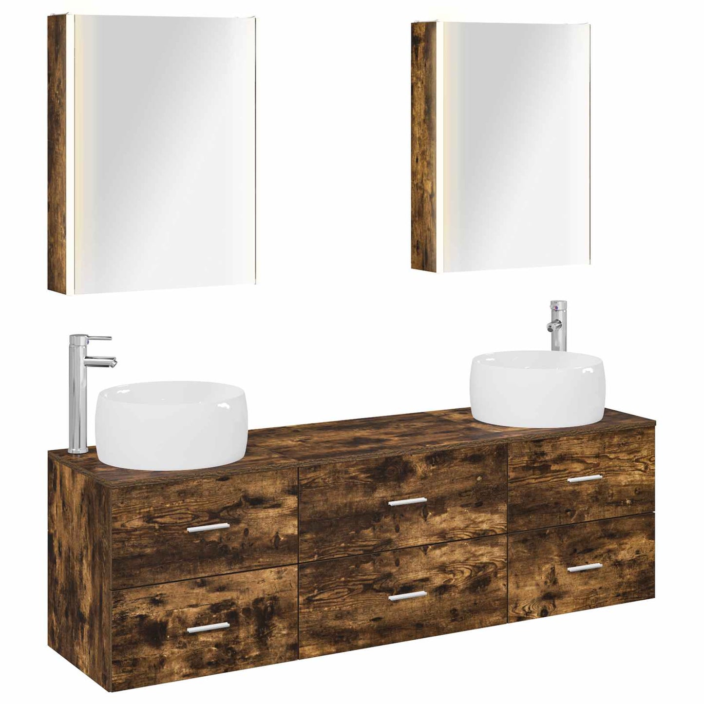 vidaXL Bathroom Furniture Set 5 pcs Smoked Oak