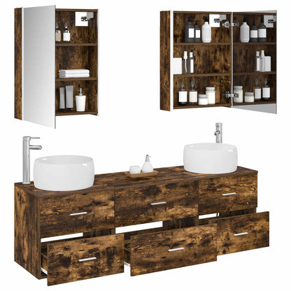 vidaXL Bathroom Furniture Set 5 pcs Smoked Oak