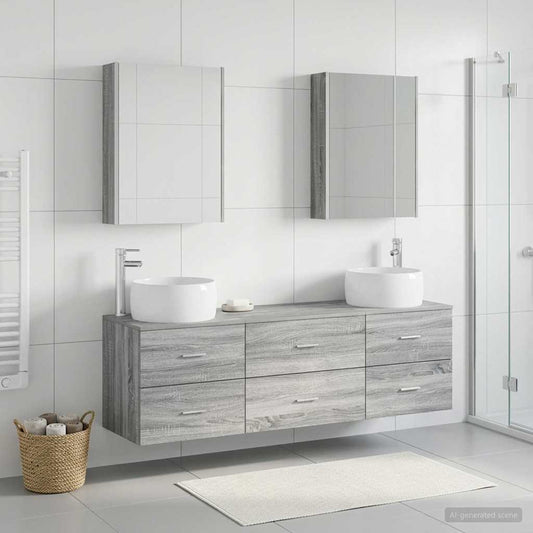 vidaXL Bathroom Furniture Set 5 pcs Grey Sonoma