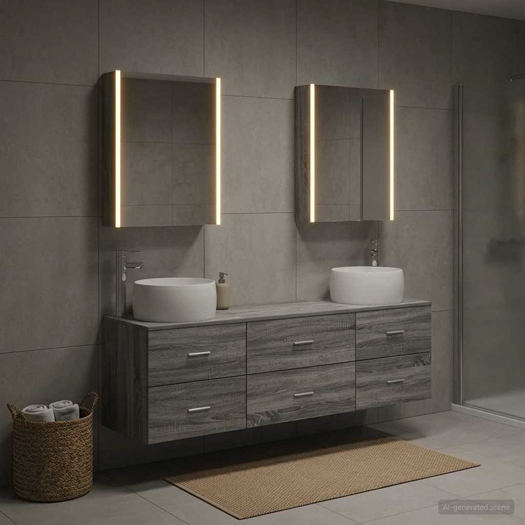 vidaXL Bathroom Furniture Set 5 pcs Grey Sonoma