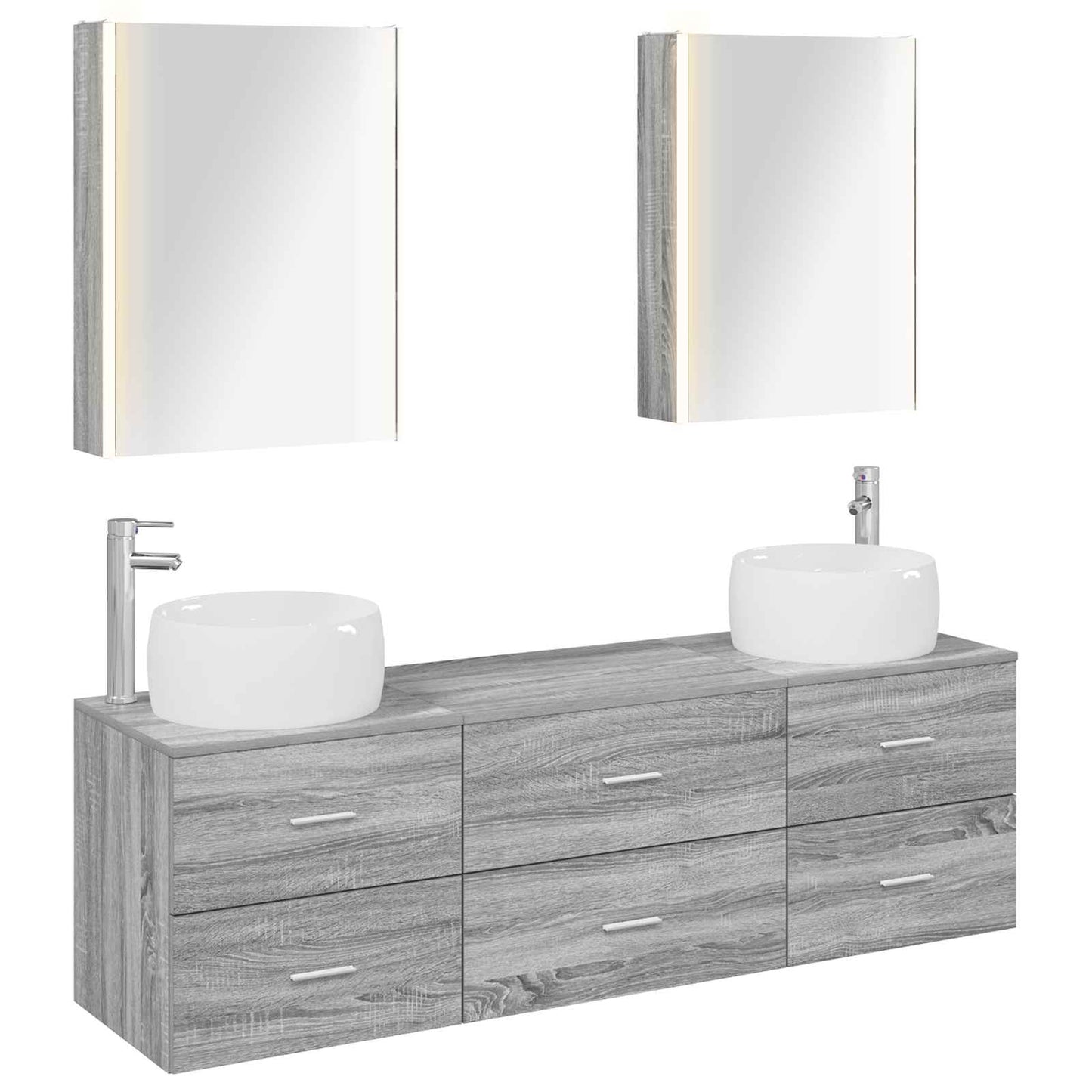 vidaXL Bathroom Furniture Set 5 pcs Grey Sonoma