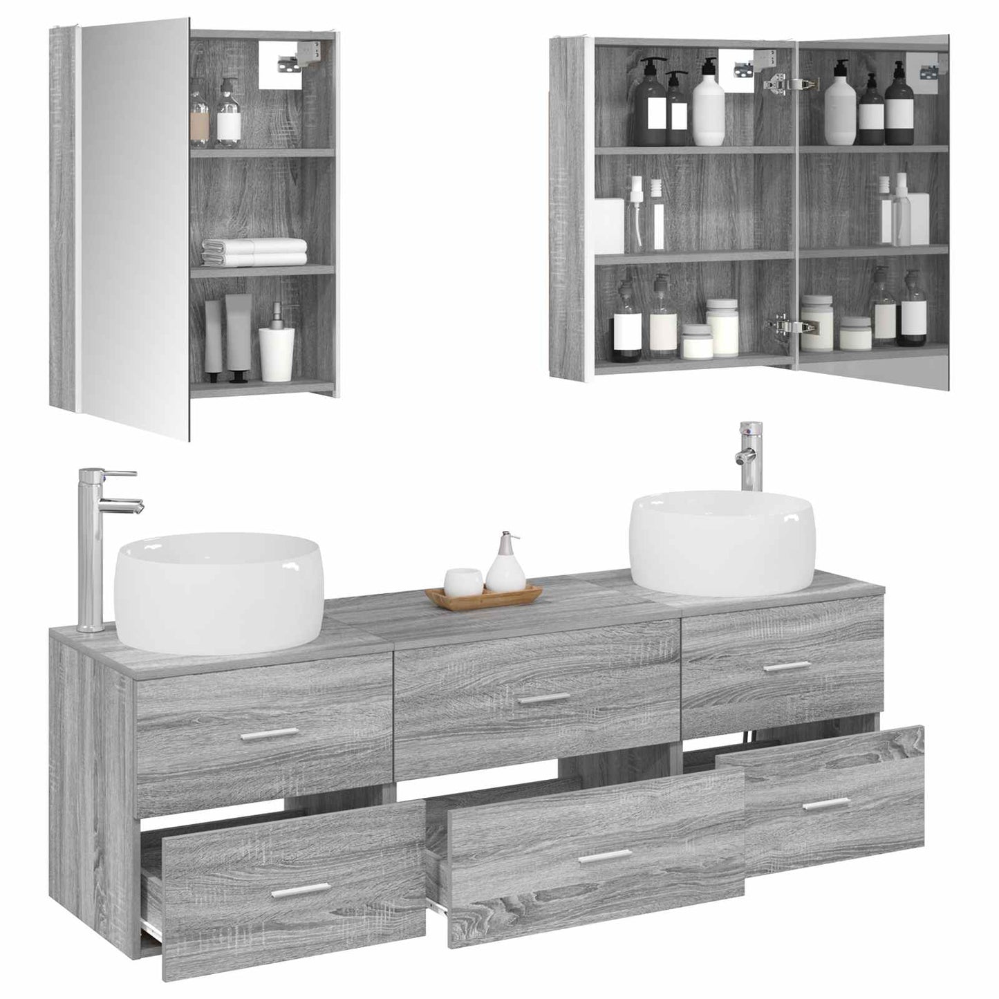 vidaXL Bathroom Furniture Set 5 pcs Grey Sonoma