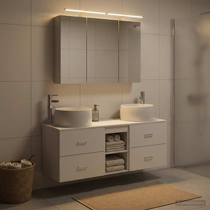 vidaXL Bathroom Furniture Set 4 pcs White Engineered Wood and Glass