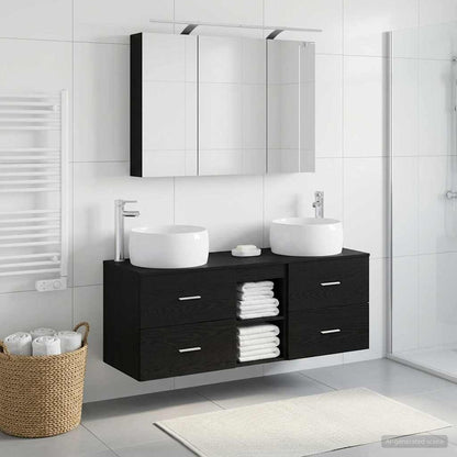 vidaXL Bathroom Furniture Set 4 pcs Black Oak