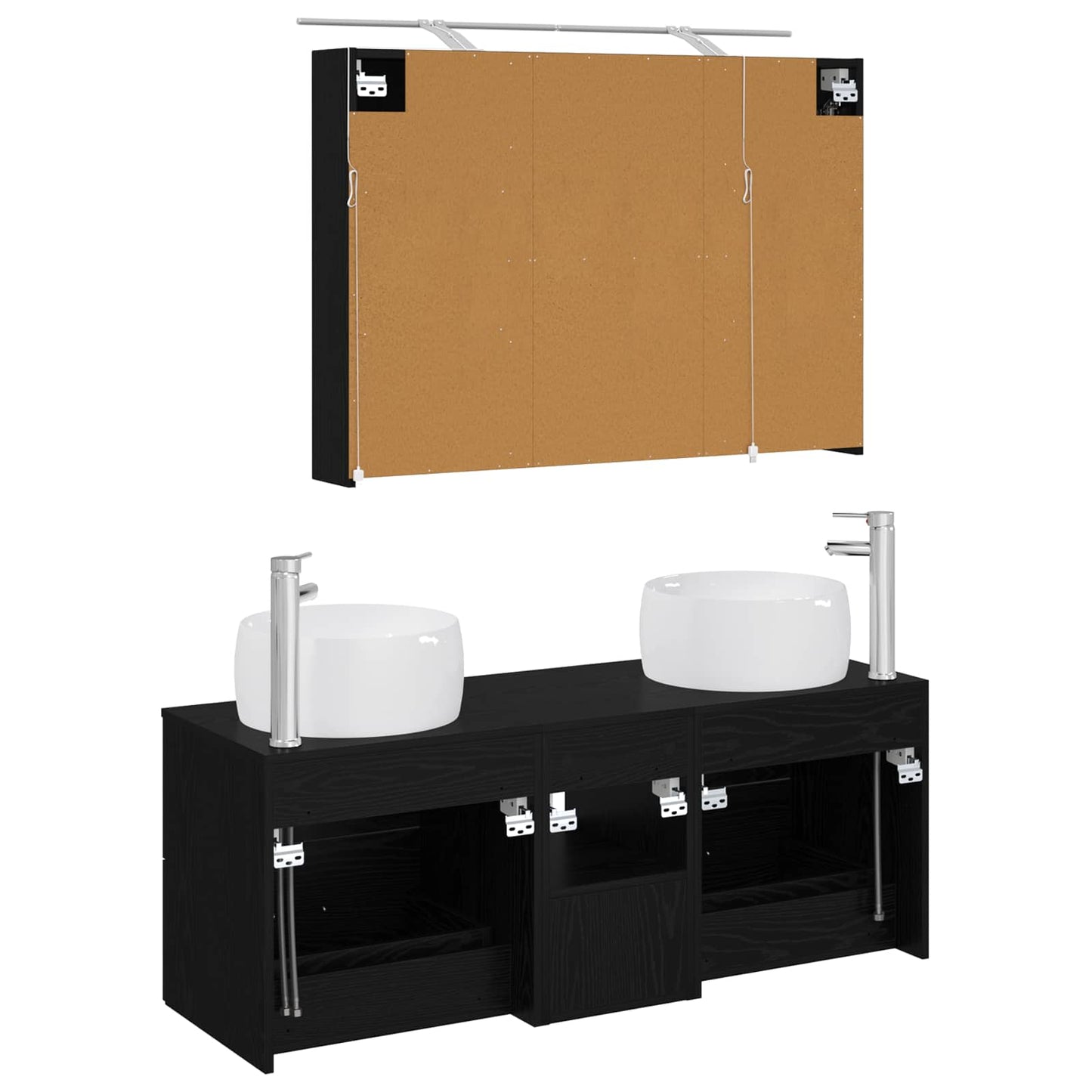 vidaXL Bathroom Furniture Set 4 pcs Black Oak